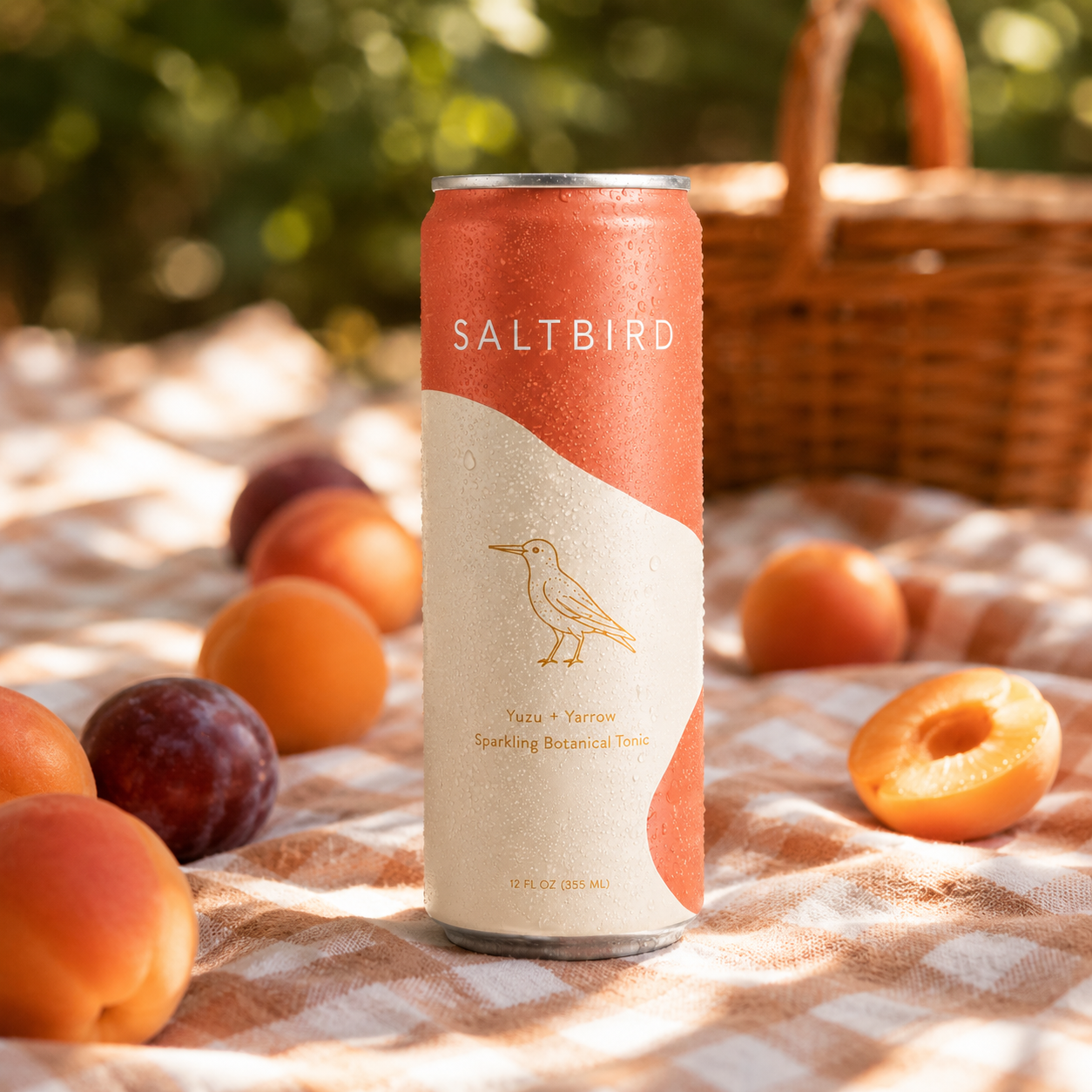 Saltbird on a summer picnic blanket